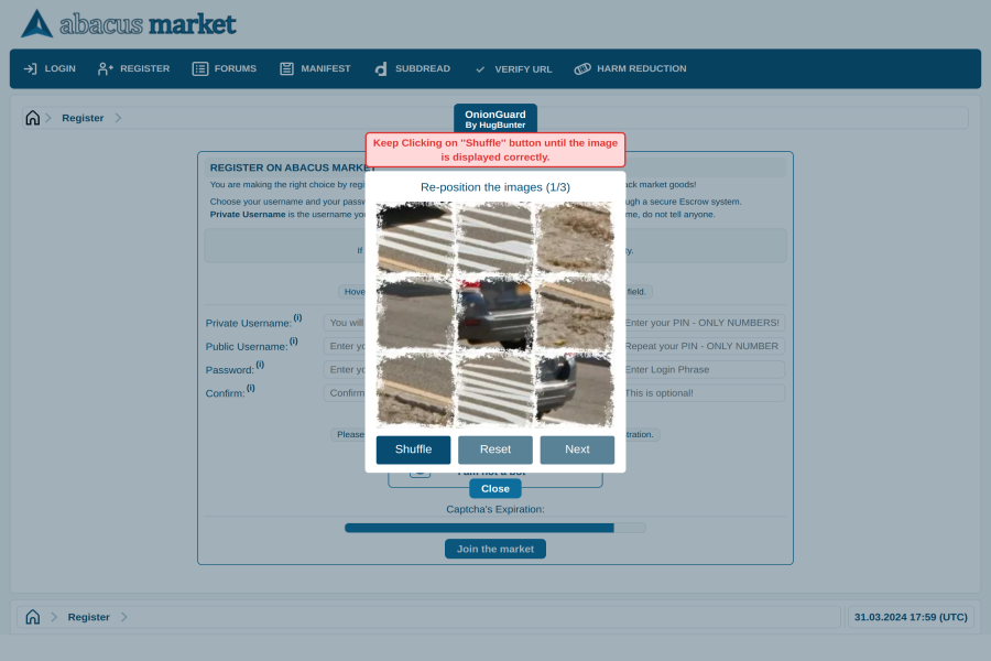 Creating an Account on Abacus Market Darknet